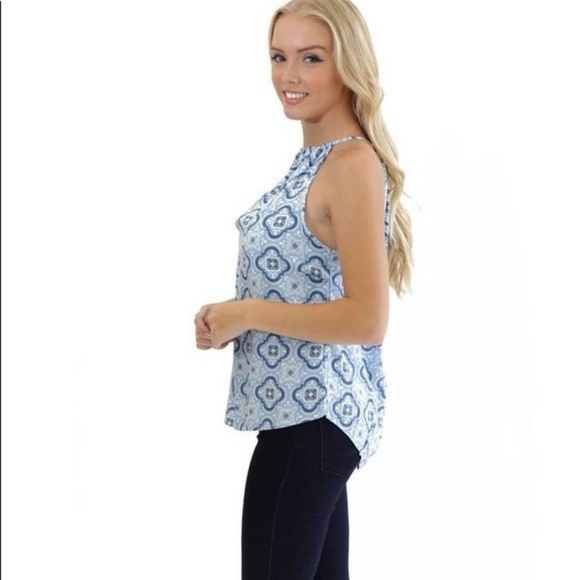 Blue Bow Neck Tank Top - Picture 2 of 2